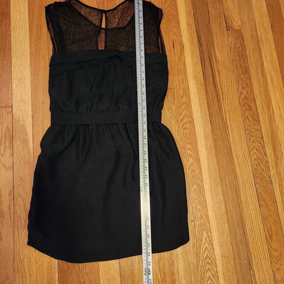 Sandro 100% Silk Chic Paris Black Lace Yoke Cocktail Dress Elegant Mini, Sz 6 US - Picture 7 of 11
